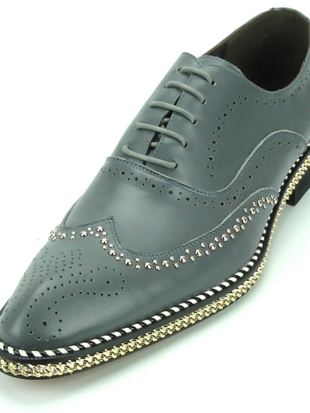FI-7201 Grey Genuine Leather Lace up Wing Tip Fiesso by Aurelio Garcia